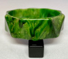 BB247 marbled green triangle carved bakelite bangle